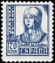 Spain 1937 Isabella the Catholic 70 CTS Blue Edifil 827. España 827. Uploaded by susofe